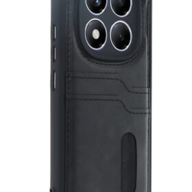 Xiaomi Redmi Note 14 Pro 5G Kılıf Sara Kartvizitli Deri Kılıf - Siyah-(5796)