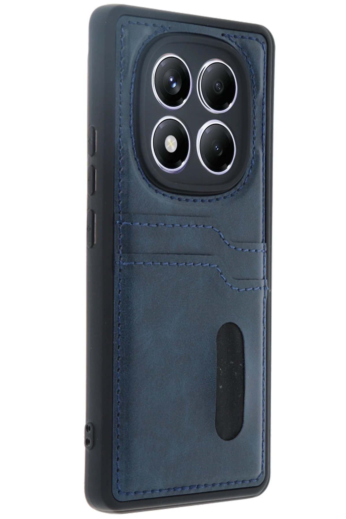 Xiaomi Redmi Note 14 Pro 5G Kılıf Sara Kartvizitli Deri Kılıf - Lacivert-(5796)