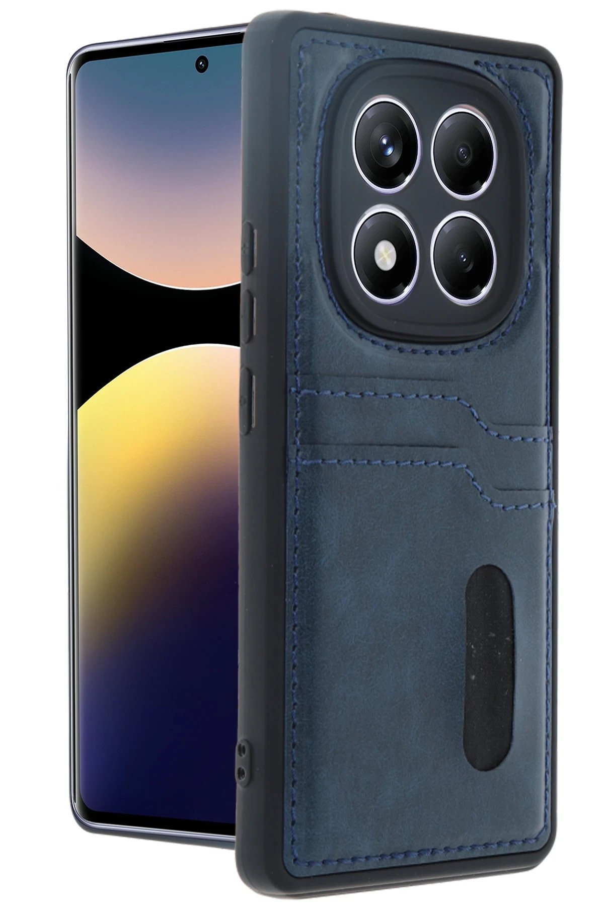 Xiaomi Redmi Note 14 Pro 5G Kılıf Sara Kartvizitli Deri Kılıf - Lacivert-(5796) - Görsel 2