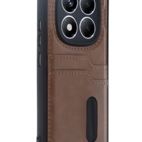 Xiaomi Redmi Note 14 Pro 5G Kılıf Sara Kartvizitli Deri Kılıf - Taba-(5796)