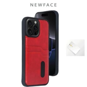 iPhone 16 Kılıf Sara Kartvizitli Deri Kılıf - Koyu Yeşil-(5796)