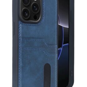 iPhone 15 Pro Max Kılıf Sara Kartvizitli Deri Kılıf - Lacivert-(5796)