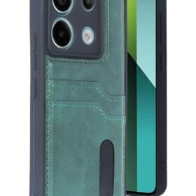 Xiaomi Redmi Note 13 Pro 4G Kılıf Sara Kartvizitli Deri Kılıf - Koyu Yeşil-(5796)