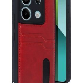 Xiaomi Redmi Note 13 Pro 5G Kılıf Sara Kartvizitli Deri Kılıf - Kırmızı-(5796)
