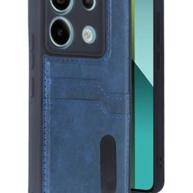 Xiaomi Redmi Note 13 Pro 5G Kılıf Sara Kartvizitli Deri Kılıf - Lacivert-(5796)