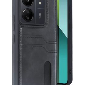 Xiaomi Redmi 13C Kılıf Sara Kartvizitli Deri Kılıf - Siyah-(5796)