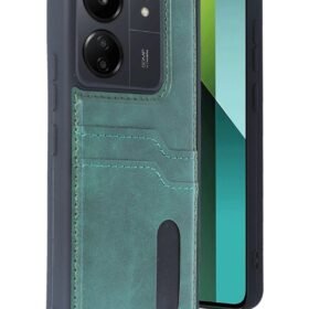 Xiaomi Redmi 13C Kılıf Sara Kartvizitli Deri Kılıf - Koyu Yeşil-(5796)