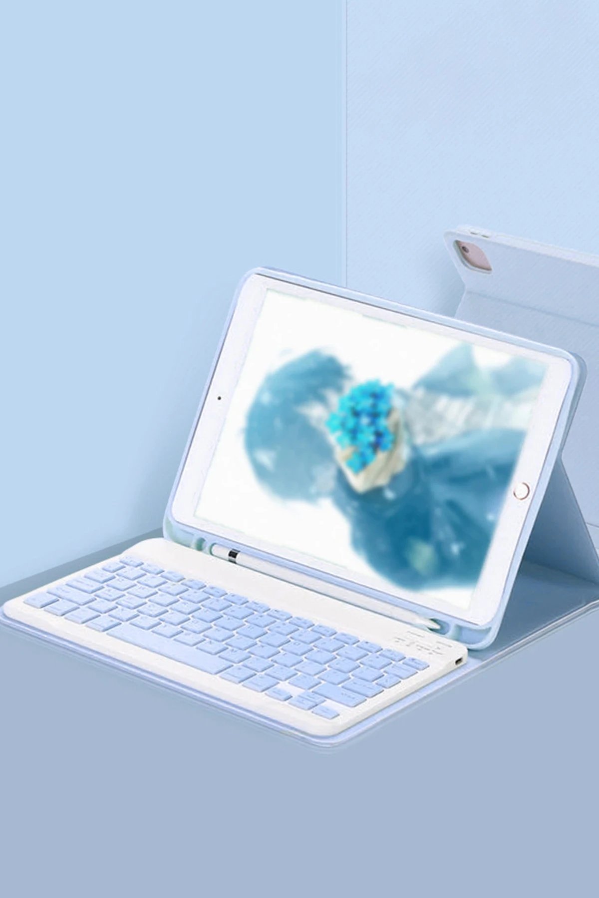 iPad Pro 11 (2022) Kılıf KC01 Smart Klavyeli Tablet Kılıfı - Mavi-(5796)