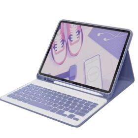 iPad 10.2 (9.nesil) Kılıf KC01 Smart Klavyeli Tablet Kılıfı - Derin Mor-(5796)