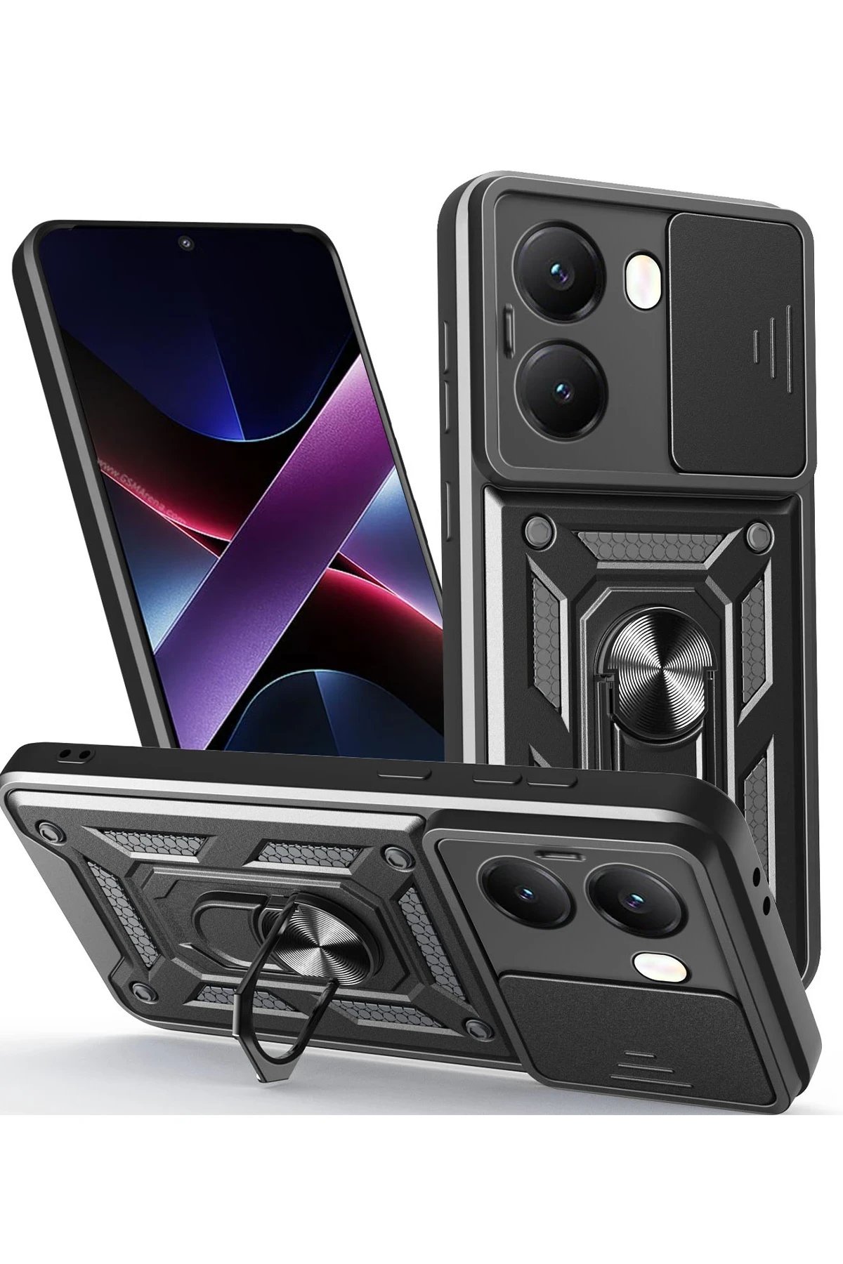 Xiaomi Poco X7 Pro Kılıf Pars Lens Yüzüklü Silikon - Siyah-(5796)