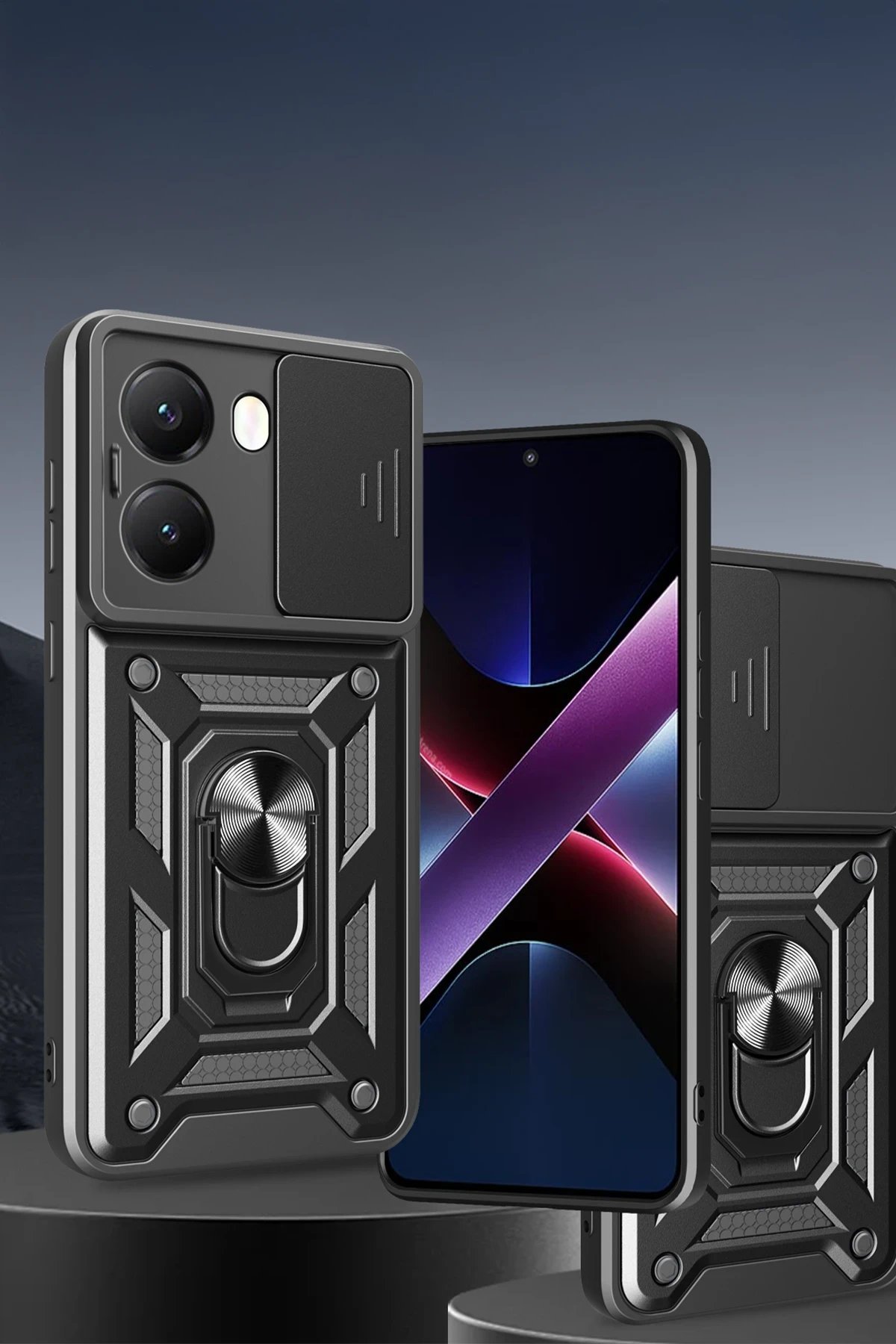 Xiaomi Poco X7 Pro Kılıf Pars Lens Yüzüklü Silikon - Siyah-(5796) - Görsel 2