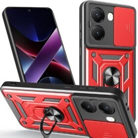 Xiaomi Poco X7 Pro Kılıf Pars Lens Yüzüklü Silikon - Kırmızı-(5796)