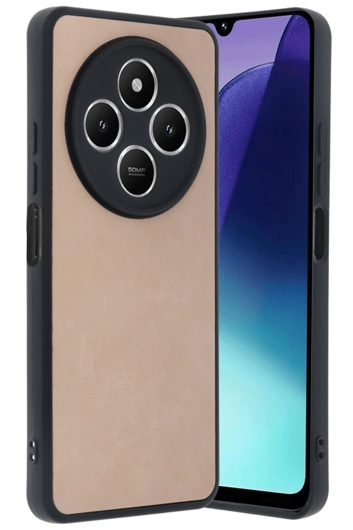 Xiaomi Redmi 14C Kılıf Aras Deri Kapak - Pudra-(5796)