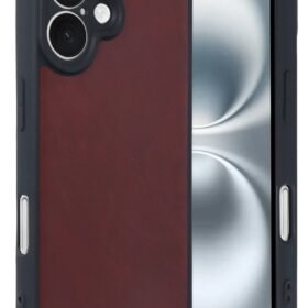 iPhone 16 Kılıf Aras Deri Kapak - Bordo-(5796)