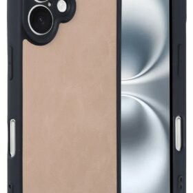 iPhone 16 Kılıf Aras Deri Kapak - Pudra-(5796)