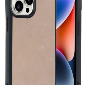 iPhone 14 Pro Max Kılıf Aras Deri Kapak - Pudra-(5796)