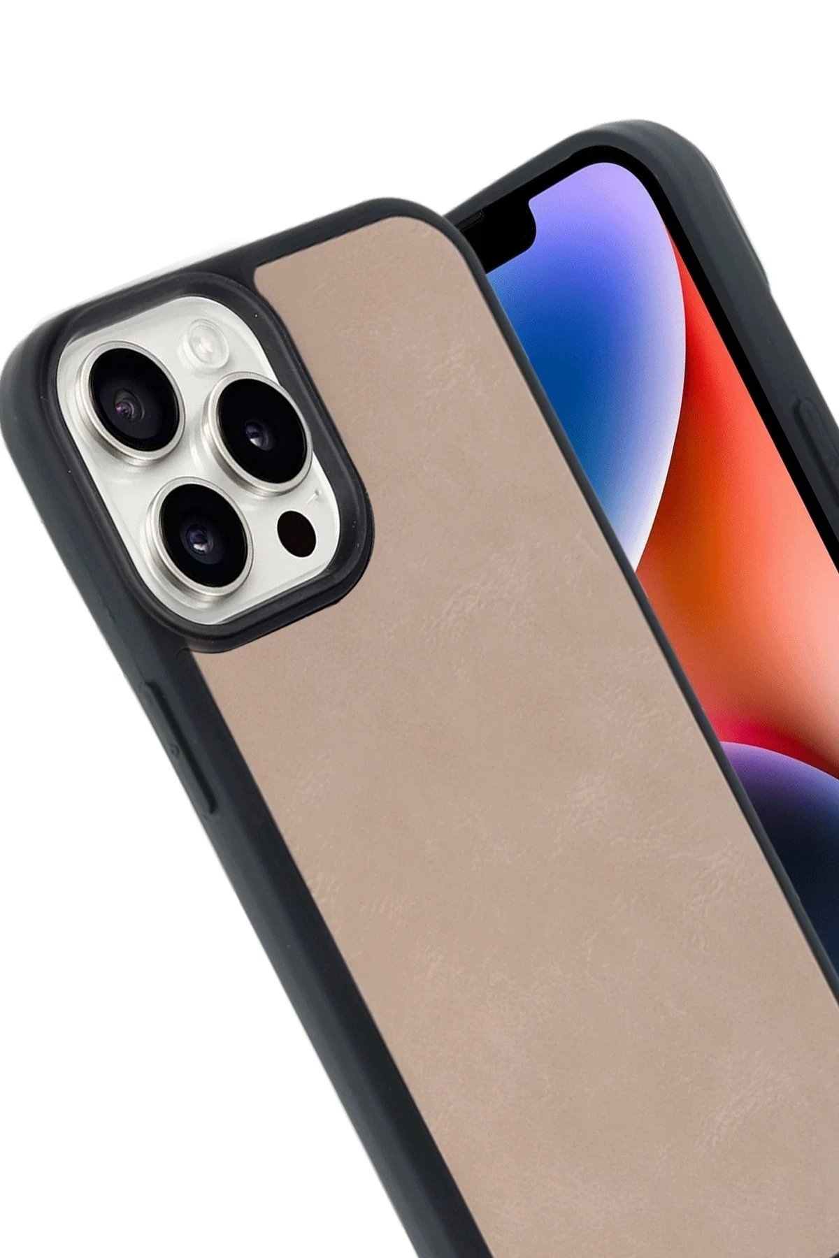 iPhone 14 Pro Max Kılıf Aras Deri Kapak - Pudra-(5796) - Görsel 2