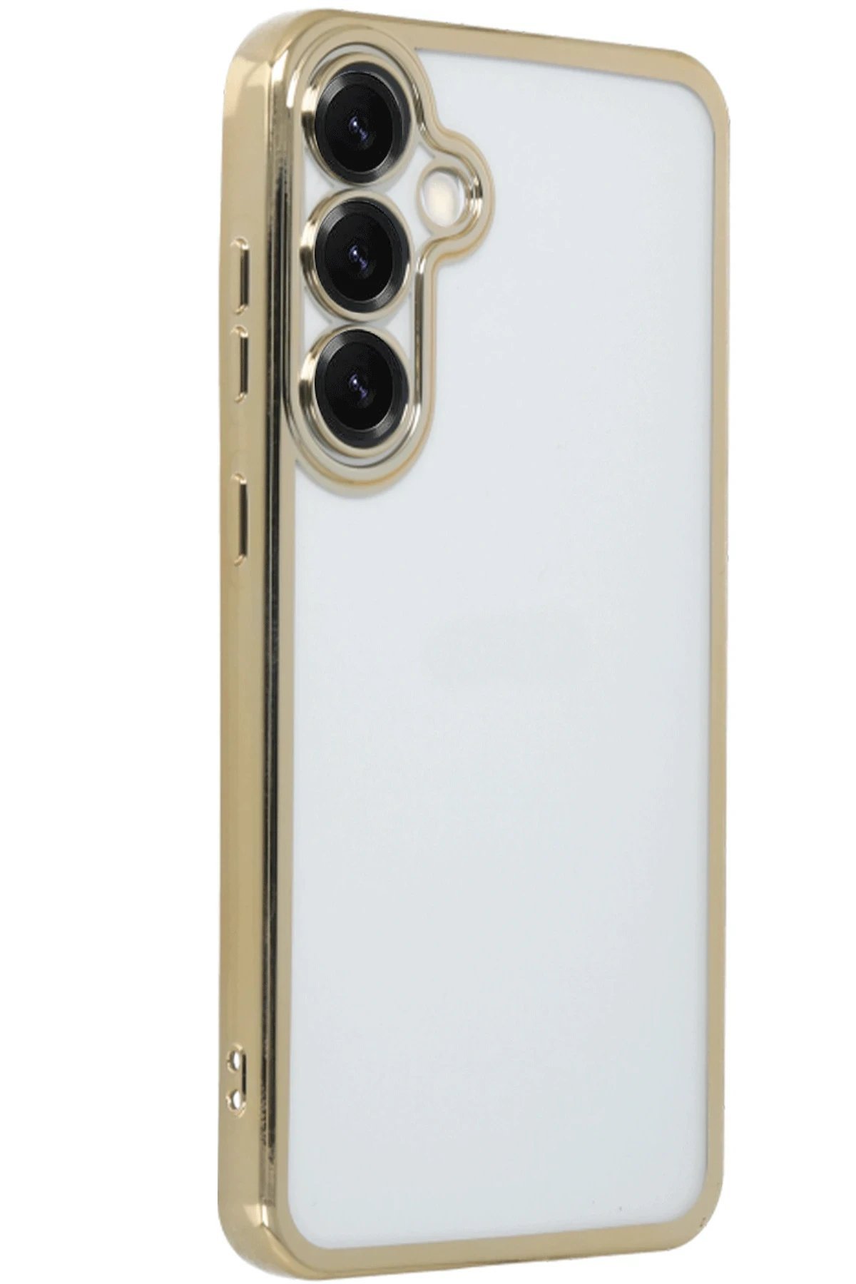 Samsung Galaxy S25 Plus Kılıf Lensli Silikon - Gold-(5796) - Görsel 2