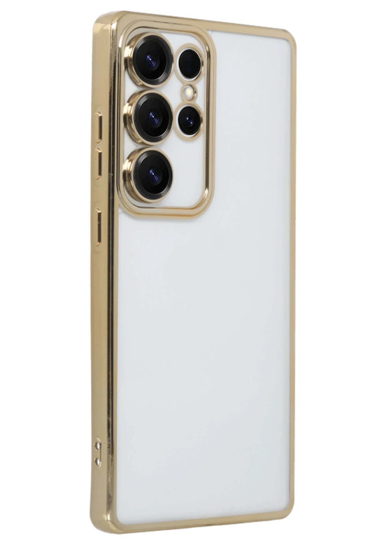 Samsung Galaxy S25 Ultra Kılıf Lensli Silikon - Gold-(5796)