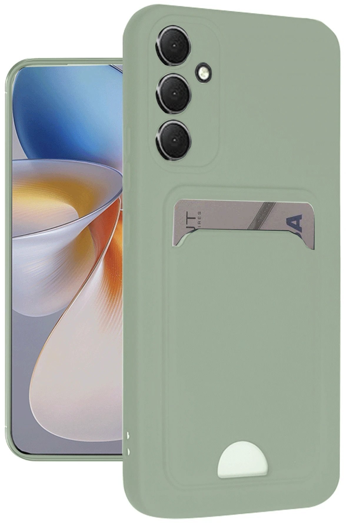 Samsung Galaxy A16 5G Kılıf Kelvin Kartvizitli Silikon - Açık Yeşili-(5796) - Görsel 2