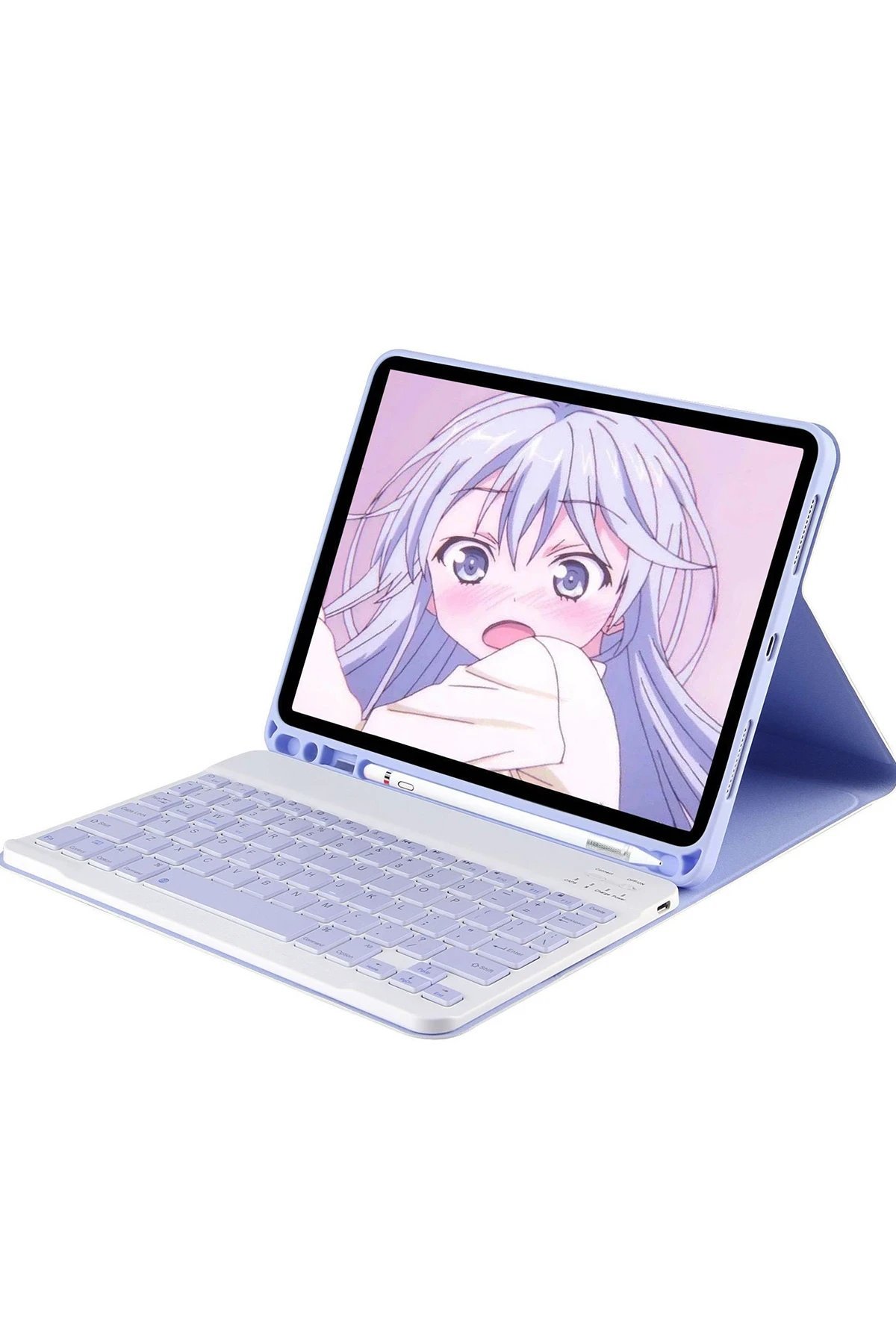 iPad Pro 11 (2024) Kılıf KC01 Smart Klavyeli Tablet Kılıfı - Lila-(5796)