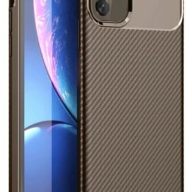 iPhone 11 Kılıf Auto Focus Karbon Kapak - Kahverengi-(5796)