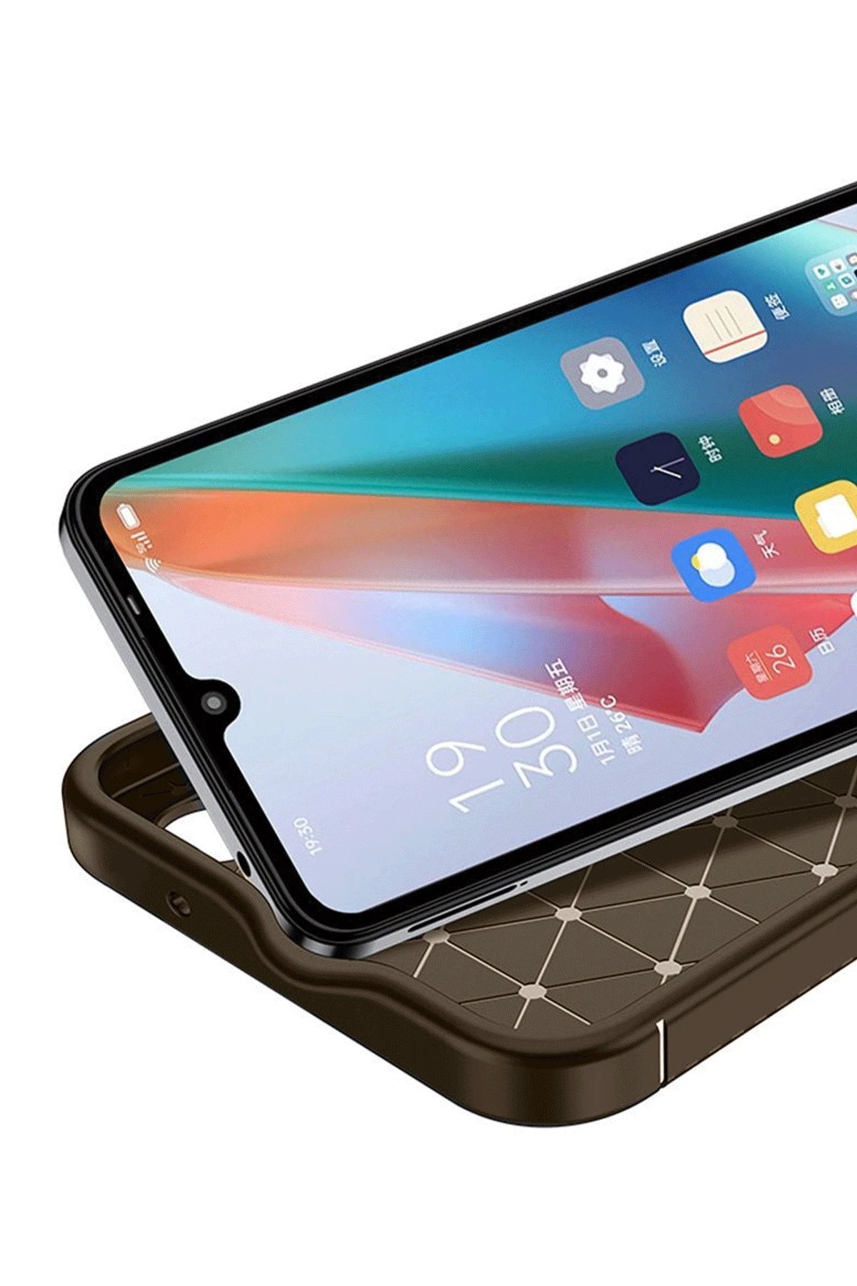 Oppo A38 Kılıf Auto Focus Karbon Kapak - Kahverengi-(5796) - Görsel 2