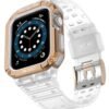 Apple Watch 42mm KR401 Silikon Kordon - Beyaz-Rose-(5796)