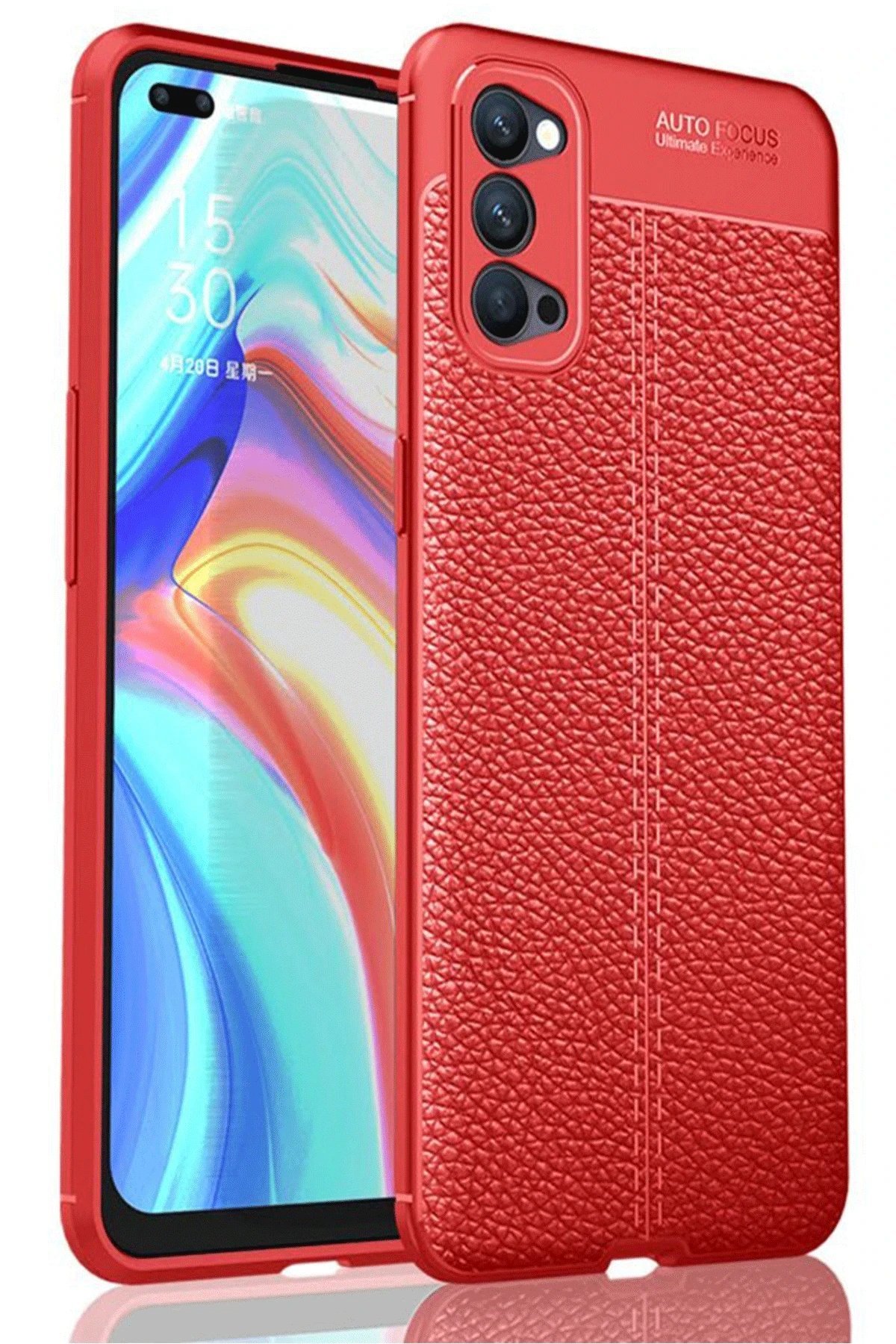 Oppo Reno 4 Pro Kılıf Auto Focus Kapak - Kırmızı-(5796) - Görsel 2