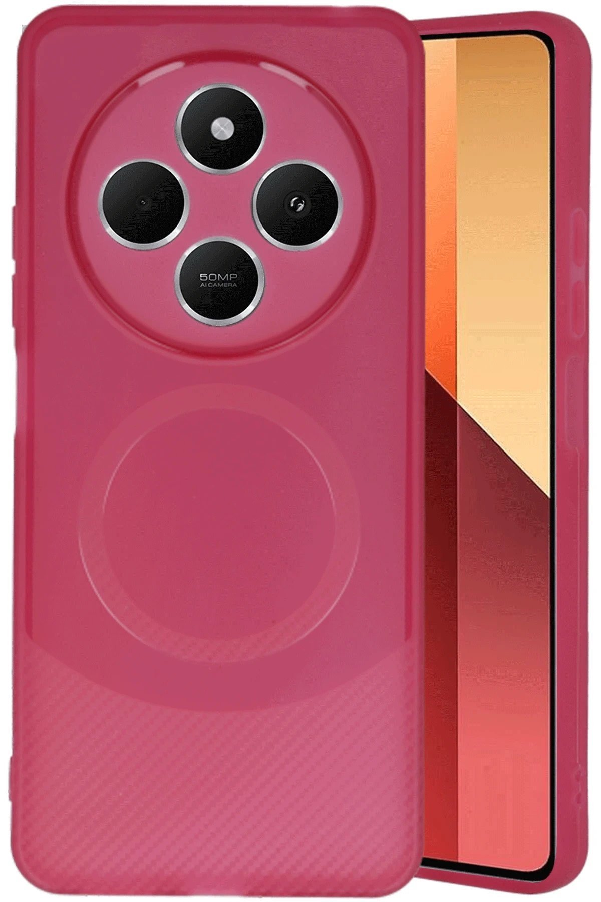 Xiaomi Redmi 14C Kılıf Maya Karbon Kapak - Bordo-(5796)