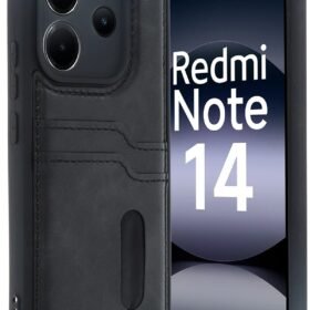 Xiaomi Redmi Note 14 4G Kılıf Sara Kartvizitli Deri Kılıf - Siyah-(5796)