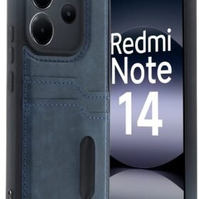 Xiaomi Redmi Note 14 4G Kılıf Sara Kartvizitli Deri Kılıf - Lacivert-(5796)
