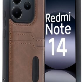 Xiaomi Redmi Note 14 4G Kılıf Sara Kartvizitli Deri Kılıf - Taba-(5796)