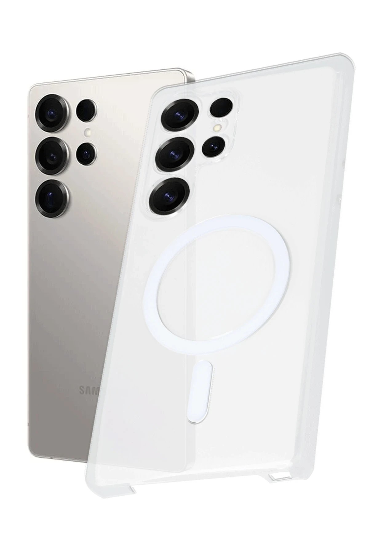 Samsung Galaxy S25 Ultra Kılıf PC Zara Magsafe Şeffaf Kılıf - Şeffaf-(5796)