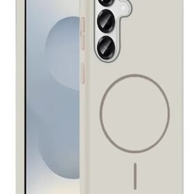 Samsung Galaxy S25 Broş Magsafe Kapak - Krem-(5796)