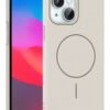 iPhone 15 Plus Broş Magsafe Kapak - Krem-(5796)
