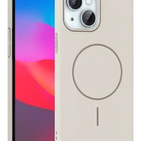iPhone 15 Plus Broş Magsafe Kapak - Krem-(5796)