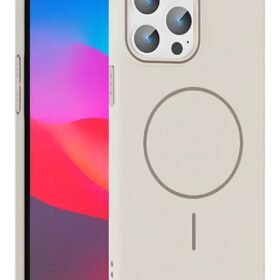 iPhone 14 Pro Max Broş Magsafe Kapak - Krem-(5796)