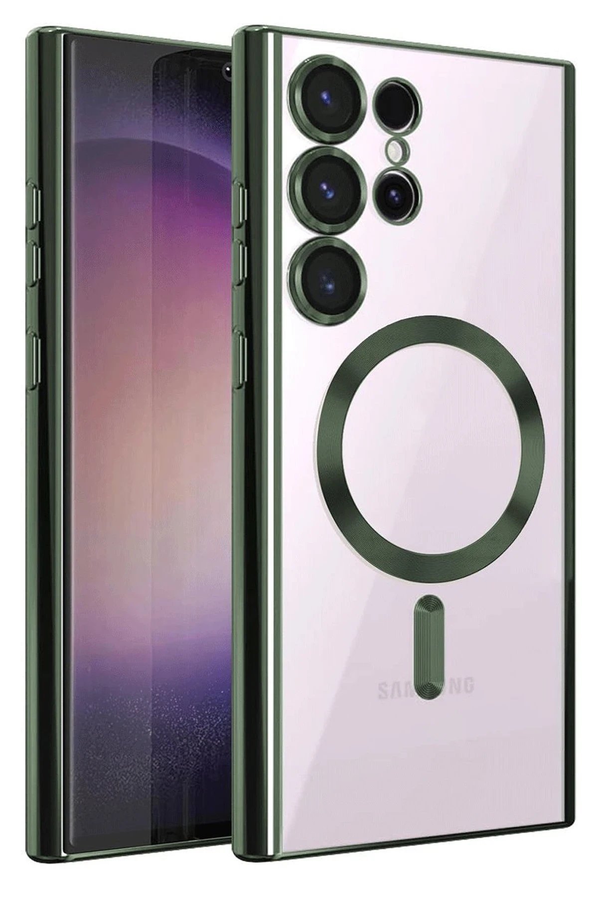 Samsung Galaxy S25 Ultra Kılıf Kross Magneticsafe Kapak - Koyu Yeşil-(5796)