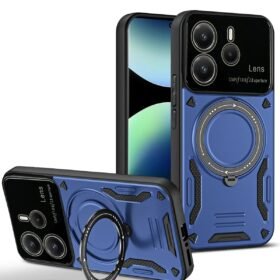 Xiaomi Redmi Note 14 4G Kılıf Joy Lens Standlı Kapak - Lacivert-(5796)