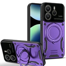 Xiaomi Redmi Note 14 4G Kılıf Joy Lens Standlı Kapak - Mor-(5796)