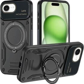 iPhone 16E Kılıf Joy Lens Standlı Kapak - Siyah-(5796)