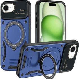 iPhone 16E Kılıf Joy Lens Standlı Kapak - Lacivert-(5796)