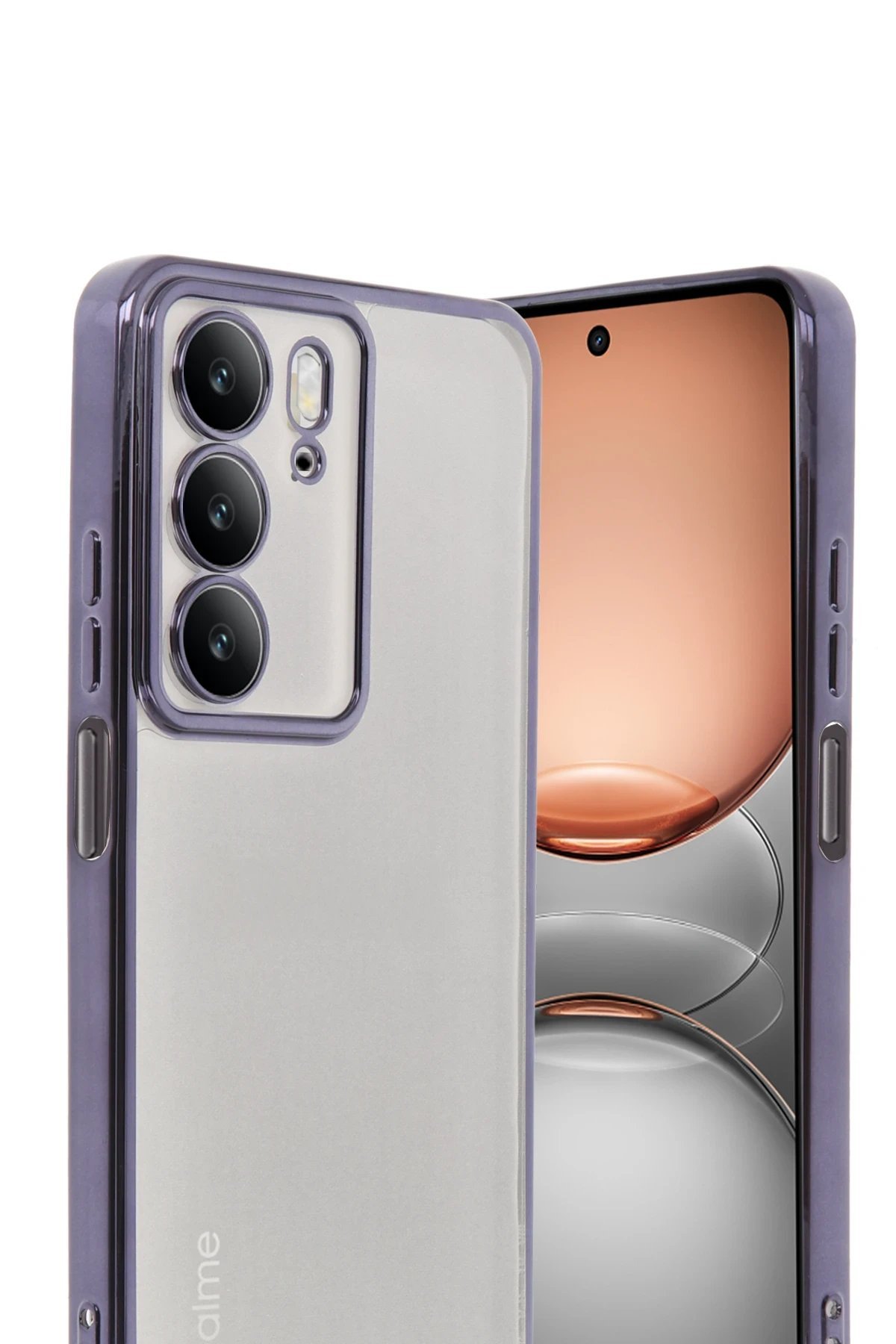 Realme C75 4G Kılıf Lensli Silikon - Mor-(5796)