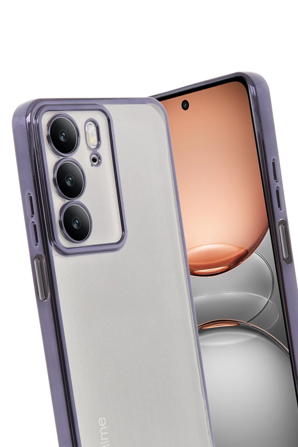 Realme C75 4G Kılıf Lensli Silikon - Mor-(5796) - Görsel 2