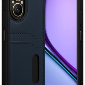 Realme 12 Lite Kılıf Sara Kartvizitli Deri Kılıf - Lacivert-(5796)