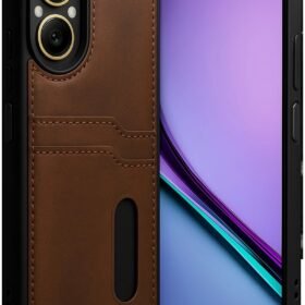 Realme 12 Lite Kılıf Sara Kartvizitli Deri Kılıf - Taba-(5796)