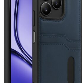 Realme Note 50 4G Kılıf Sara Kartvizitli Deri Kılıf - Lacivert-(5796)