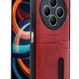 Xiaomi Redmi 14C Kılıf Sara Kartvizitli Deri Kılıf - Kırmızı-(5796)