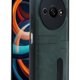 Xiaomi Redmi A3 4G Kılıf Sara Kartvizitli Deri Kılıf - Koyu Yeşil-(5796)